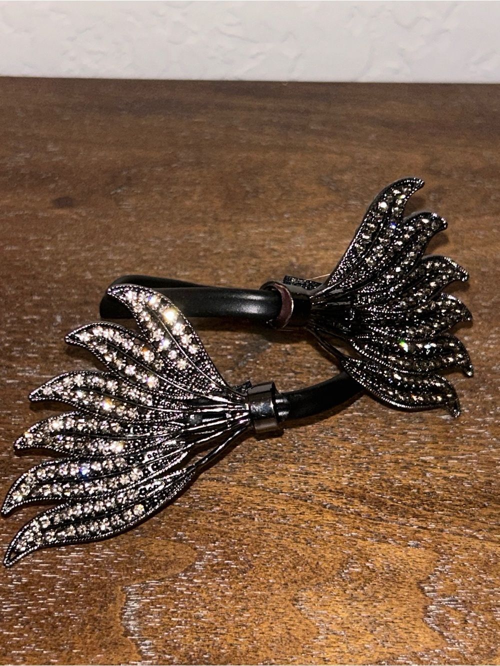 Handmade Adjustable Leather Wing Embellished Cuff Bracelet - Picture 1 of 6